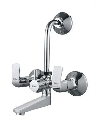 Double Handle Brass L Bend Wall Mixer Bathroom Faucet Psi Inch