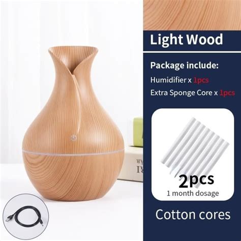 Colon De Coton En Bois Humidificateur Ultrasonique Diffuseur Huile