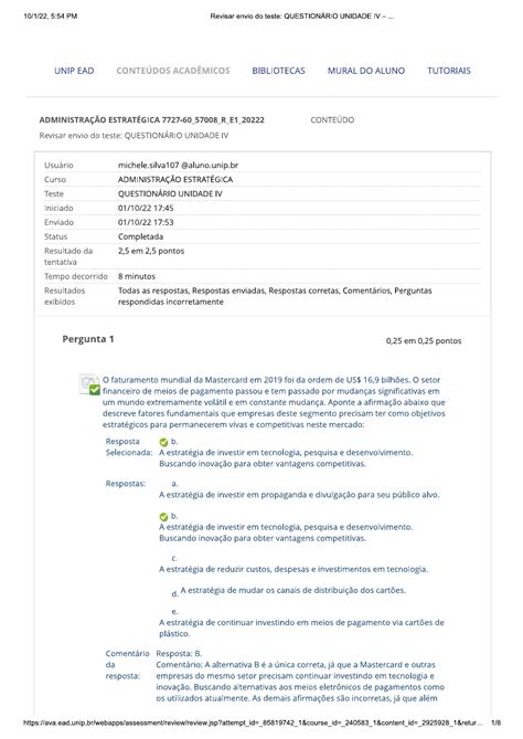 QUESTIONÁRIO UNIDADE IV ADMINISTRAÇÃO ESTRATÉGICA pdf Administração