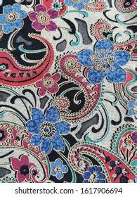 Closeup Vintage Floral Fabric Texture Background Stock Photo 1617906694 ...