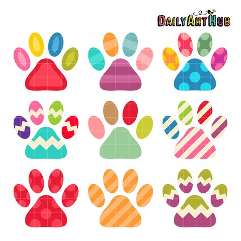 Colorful Cat Paws Clip Art Set Daily Art Hub Graphics Alphabets And Svg