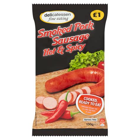 Delicatessen Fine Eating Smoked Pork Sausage Hot Spicy 130g Bestway