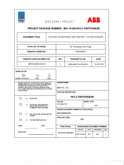 P27 Factory Acceptance Test Report Hv Swgr 0