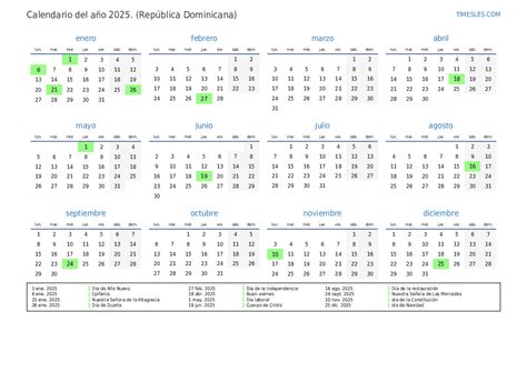 Calendario 2025 RepúBlica Dominicana Forrest L Hall