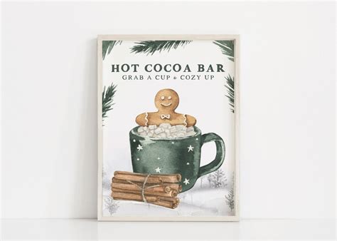 Hot Chocolate Bar Printable Hot Cocoa Bar Sign Baby Shower Chocolate Bar Holiday Party Sign
