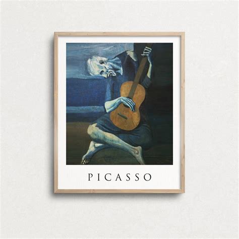 Picasso Print, the Old Guitarist, Cubism Art, Picasso Wall Art, Blue Tone, Guitar Poster, Pablo ...