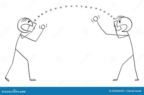 Vector Cartoon Illustration Of Two Angry Men Or Businessmen Fighting Or