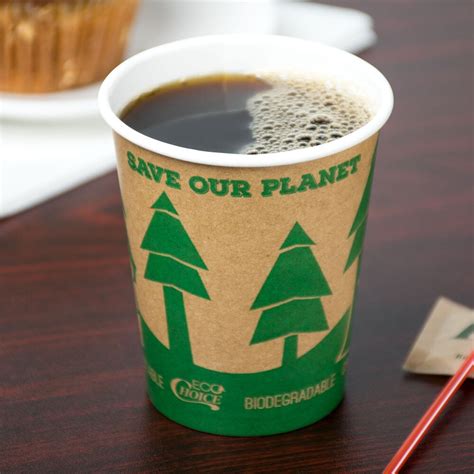 EcoChoice Oz Tall Kraft Tree Print Compostable Paper Hot Cup Case