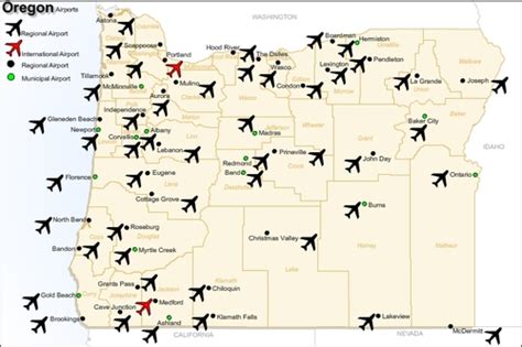 major airports oregon map map world