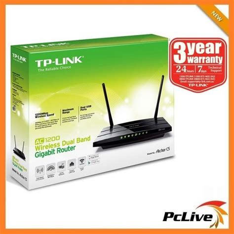 TP-Link Archer C5 Dual Band 1200Mbps Wireless N Gigabit Router 5GHz 2x ...