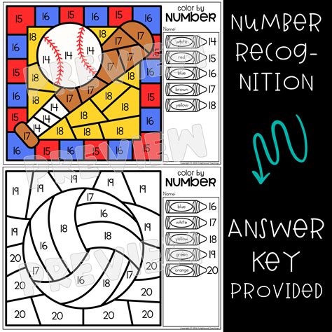 Sports Numbers To 20 Color By Number Worksheets Sports Color By Number