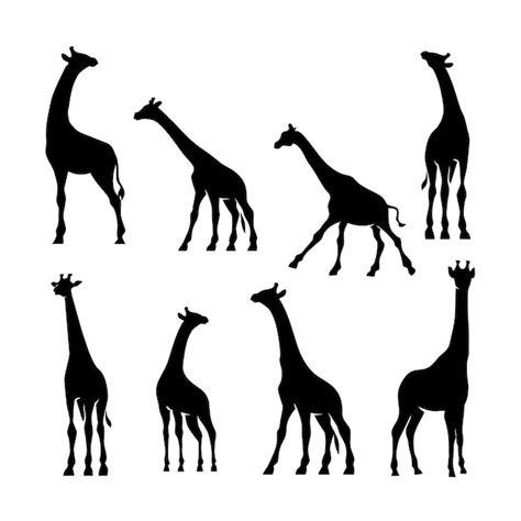 Free Vector Flat Giraffe Silhouettes Collection