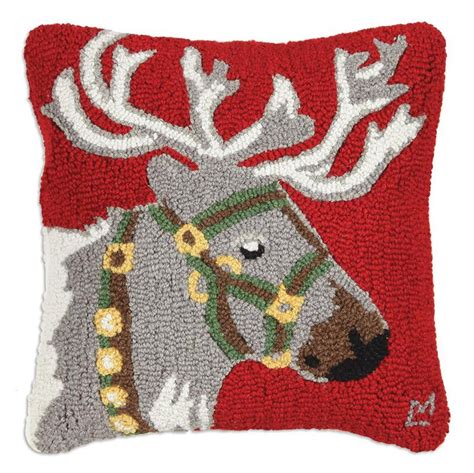 Hooked Reindeer Pillow