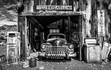 The Old Gas Station Bw A Black And White Photograph Ofth Flickr