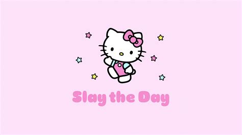 Slay the day Wallpaper 4K, Hello Kitty, Pink aesthetic