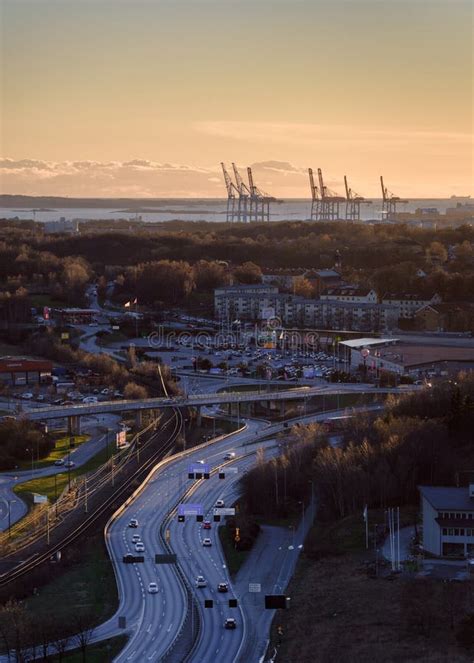 Bird Eye View Of Gothenburg City From Top Of Ramberget Hill Stock Photo