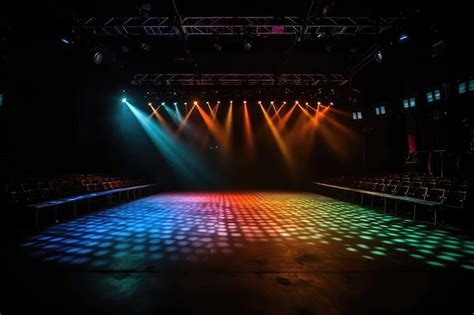 Premium AI Image | Set Of Colorful Stage Lights Illuminating An Empty ...