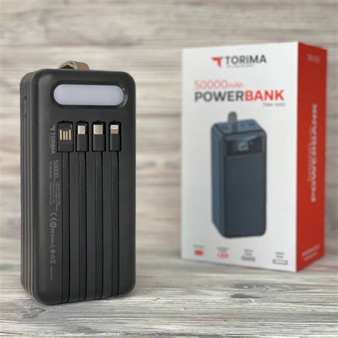 Power Bank Torima TRM 1050 50000 mAh с 4 кабелями и быстрой зарядкой