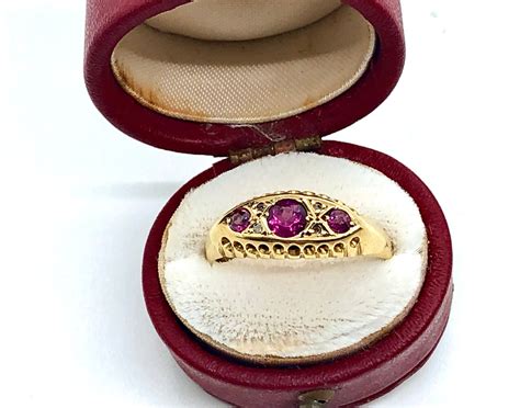 Antique K Edwardian Pyrope Garnet Gypsy Ring Honolulu Hawaii