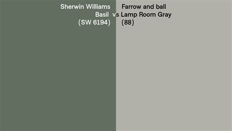 Sherwin Williams Basil Sw 6194 Vs Farrow And Ball Lamp Room Gray 88 Side By Side Comparison