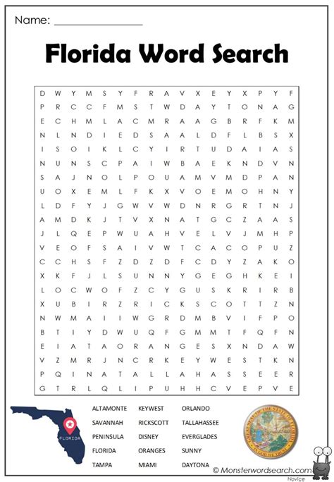 Florida Word Search Monster Word Search