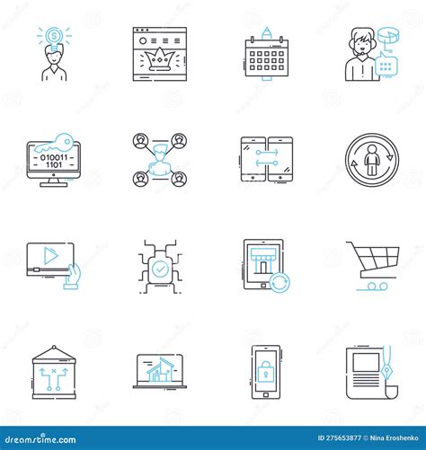 Internet Outreach Linear Icons Set Interaction Connection Engagement