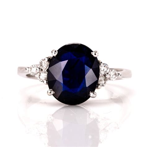 Elegant Dark Blue Sapphire Ring - B14344 | Diamonds Dubai
