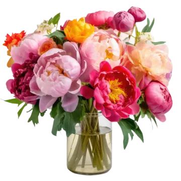 Peony Bouquet Vibrant Blossoms Transparent Background Flower Blossoms