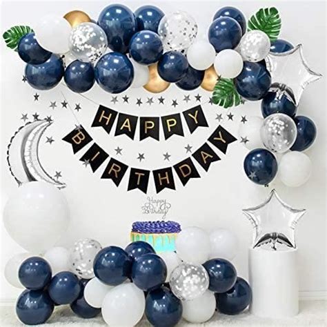 Deacute Corations Anniversaire Ballons Blancs Bleu Marine Ballons