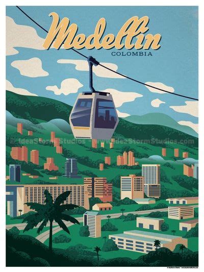 IdeaStorm Studio Store Home Travel Posters Medellin Vintage