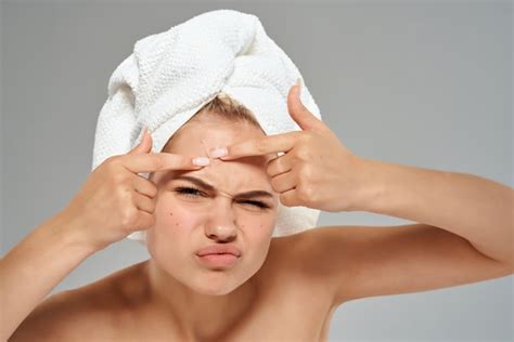 Premium Photo Woman With Towel On Head Naked Shoulders Face Skin Care Health
