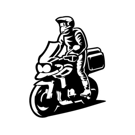 Premium Vector Touring Biker Monochrome Vector Illustration Perfect