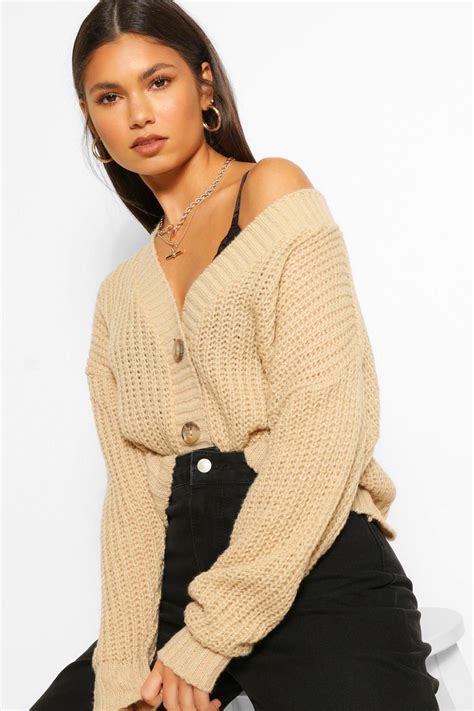 Chunky Knit Cropped Cardigan Cropped Cardigan Boohoo Outfits