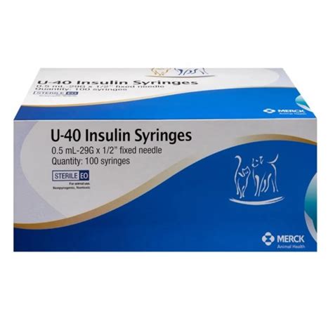 U-40 Insulin Syringes with Needles Box of 100 Veterinary Syringes ...