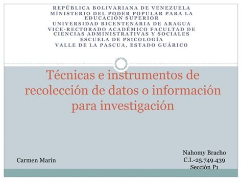 Técnicas E Instrumentos De Recolección De Datos O Información Para