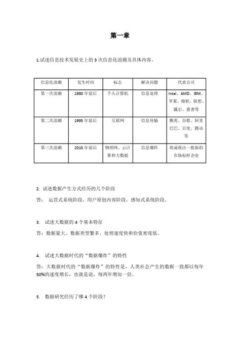 完整版大数据技术原理与应用林子雨版课后习题答案 文档之家