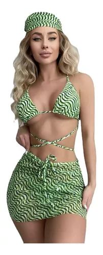 Traje De Ba O Bikini Para Mujer Sexy Con Abrigo Piezas Meses Sin Intereses