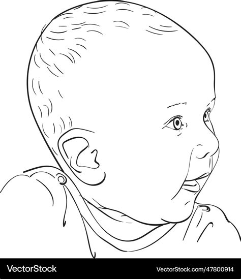 Sketch of baby head with attentive eyes and open Vector Image