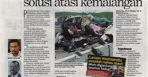 Surat Khabar Kemalangan Jalan Raya Letter 7saudara