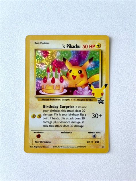 Holo Bleed Birthday Pikachu 25th Anniversary Pokemon Celebration