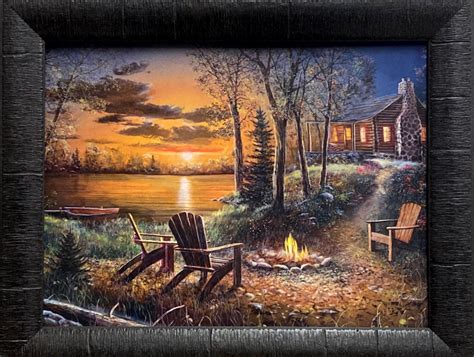 Jim Hansel Fireside Cabin Lake Art Print-Framed 19 x 15 ...