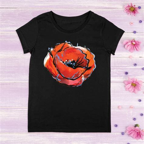 Poppy Women T Shirt Flower T Shirt Ladies Apt T Floral Etsy