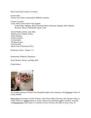 Fillable Online Santa Claus From Country To Country Lesson Topic