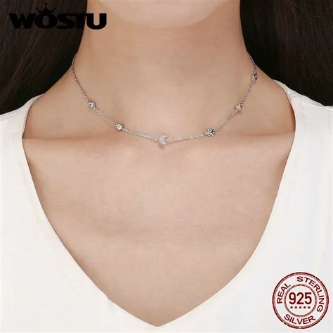 WOSTU Collar Con Colgante Exquisito Para Mujer De Plata De Ley 925