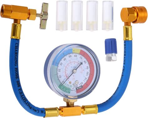 R A Charging Hose With Pressure Gauge Refrigerant Can Tap R A Can