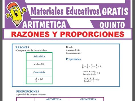 Razones Y Proporciones Para Quinto Grado De Secundaria ≫ Gratis