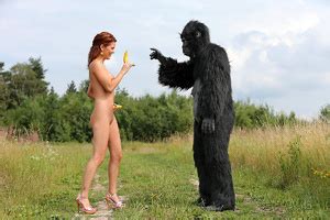 Red Naked Teen In Shoes Meets A Wild Beast XXX Dessert Picture