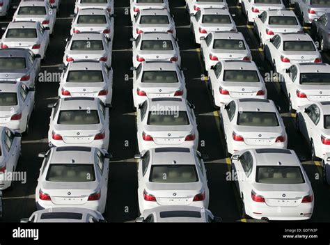 Bmw Cars Await Export At The Port Of Bremerhaven Hi Res Stock