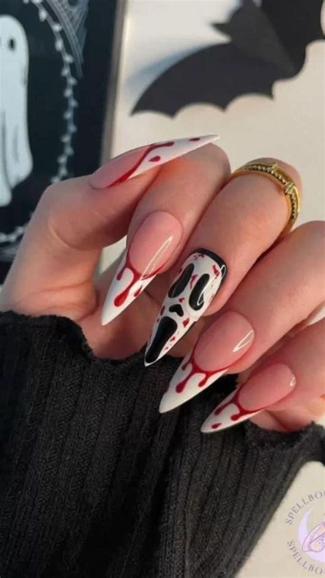 Halloween Ghostface Scream Nail Art Designs Horror Nails Halloween