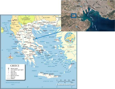 Map Of Greece And Detailed Photo Of Volos Area The Rectangular Mark